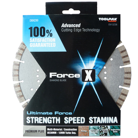 Diamond Blade 230mm x 22.23mm Multi-Material 12mm Turbo Segment Force X